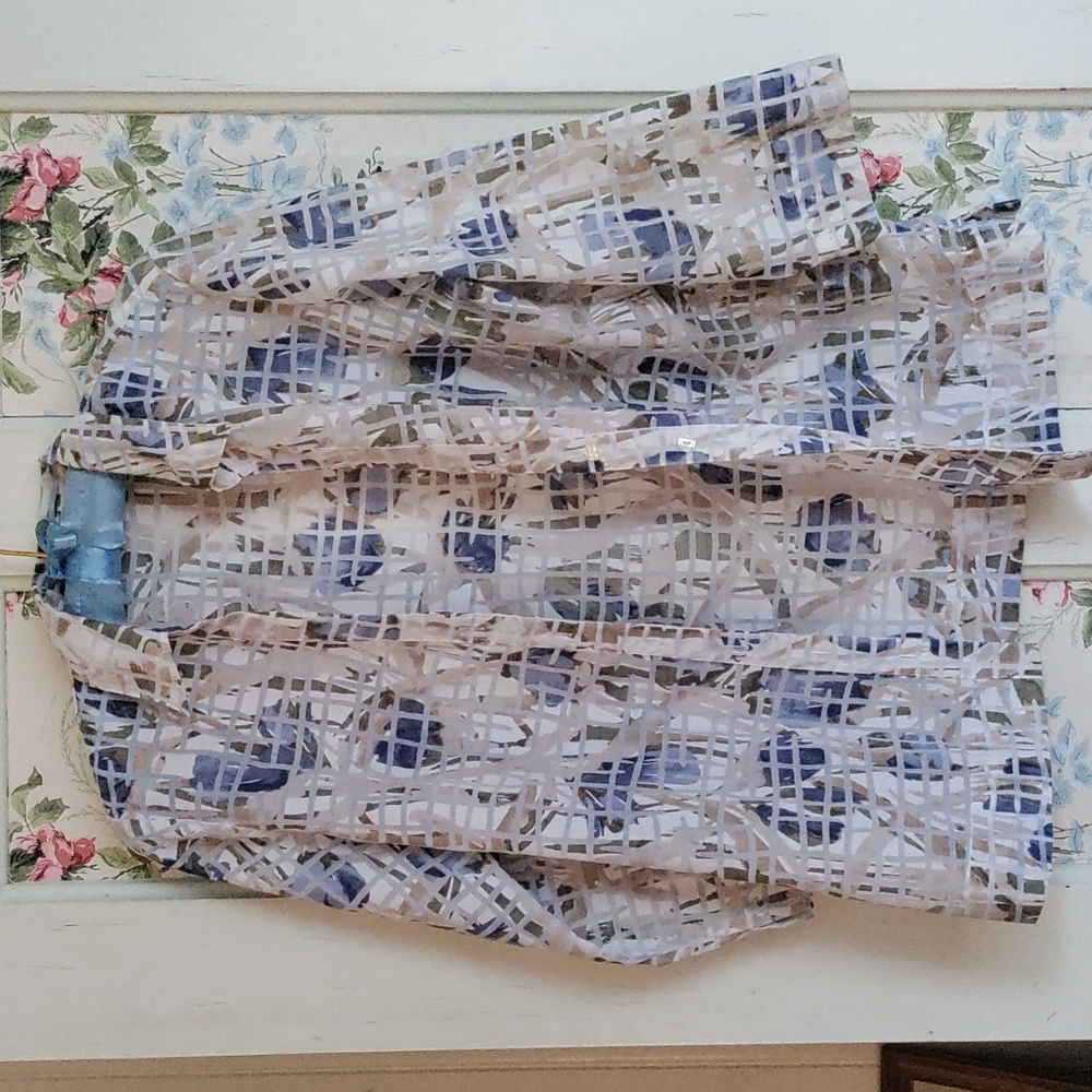 StudioWorks Abstract Floral Sheer Button-up Collared Shirt